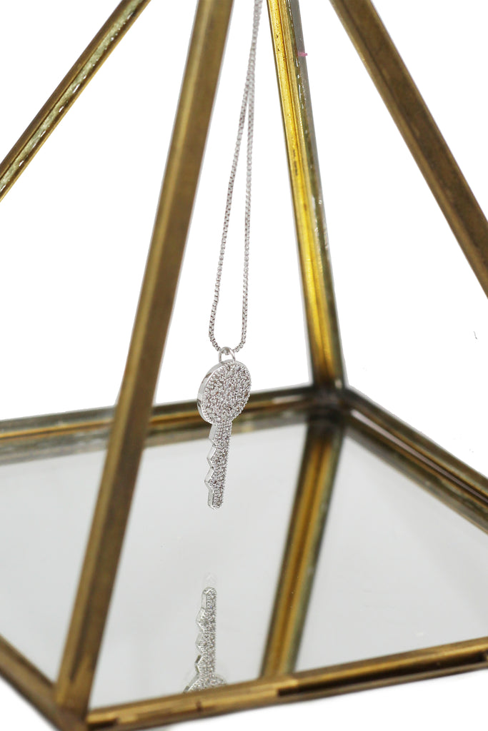 sparkling little crystal key necklace