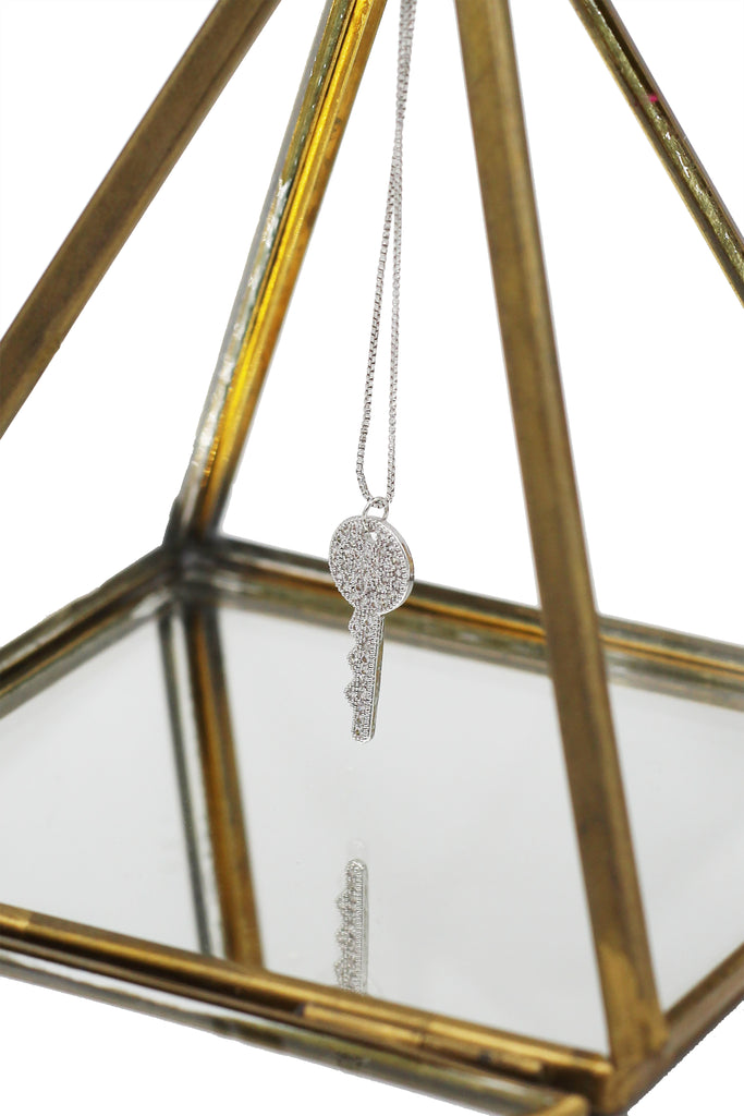 sparkling little crystal key necklace
