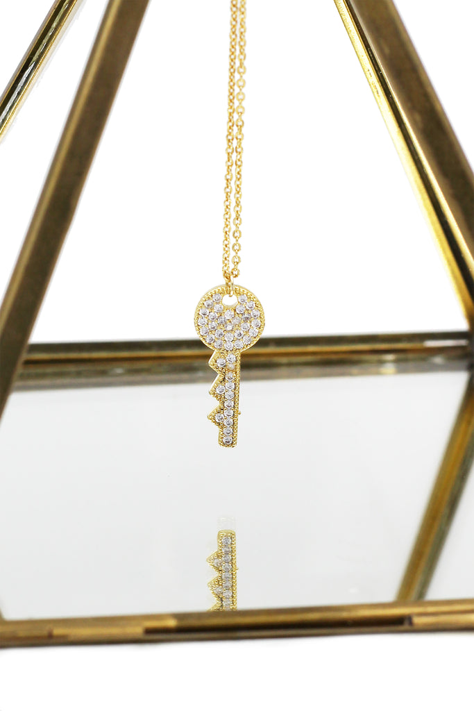 sparkling little crystal key necklace
