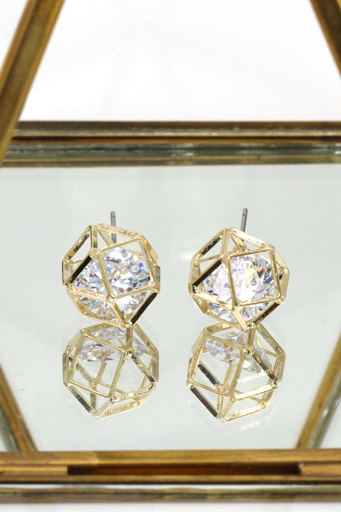 Small globular crystal earrings