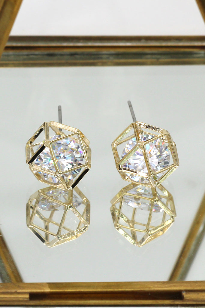 Small globular crystal earrings
