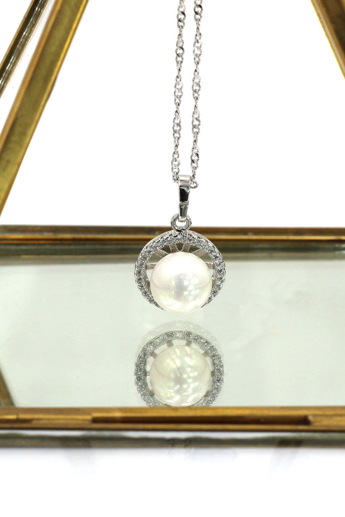 lovely crystal pearl earrings necklace set