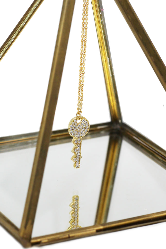 sparkling little crystal key necklace