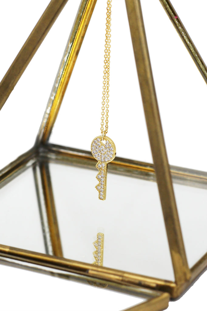 sparkling little crystal key necklace