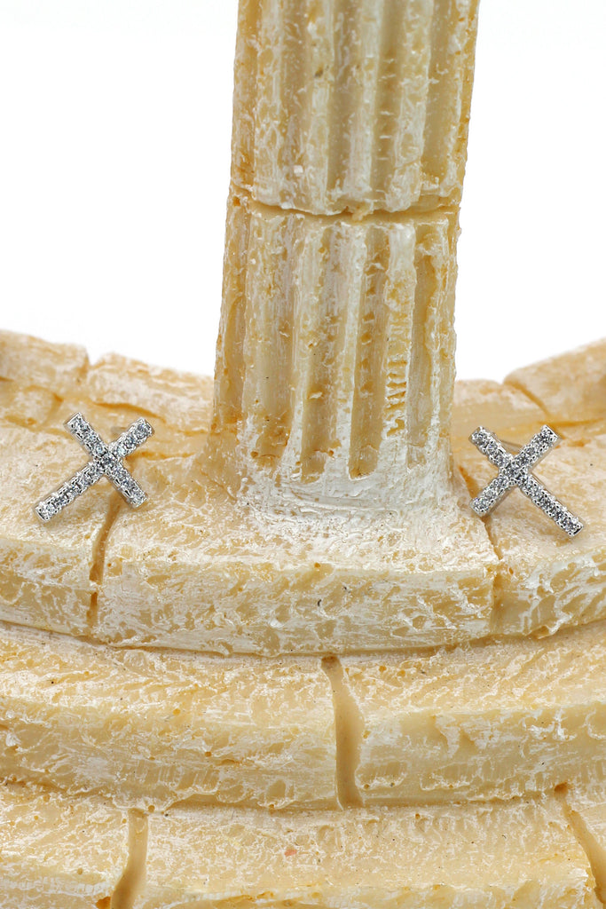 micro-set crystal cross earrings
