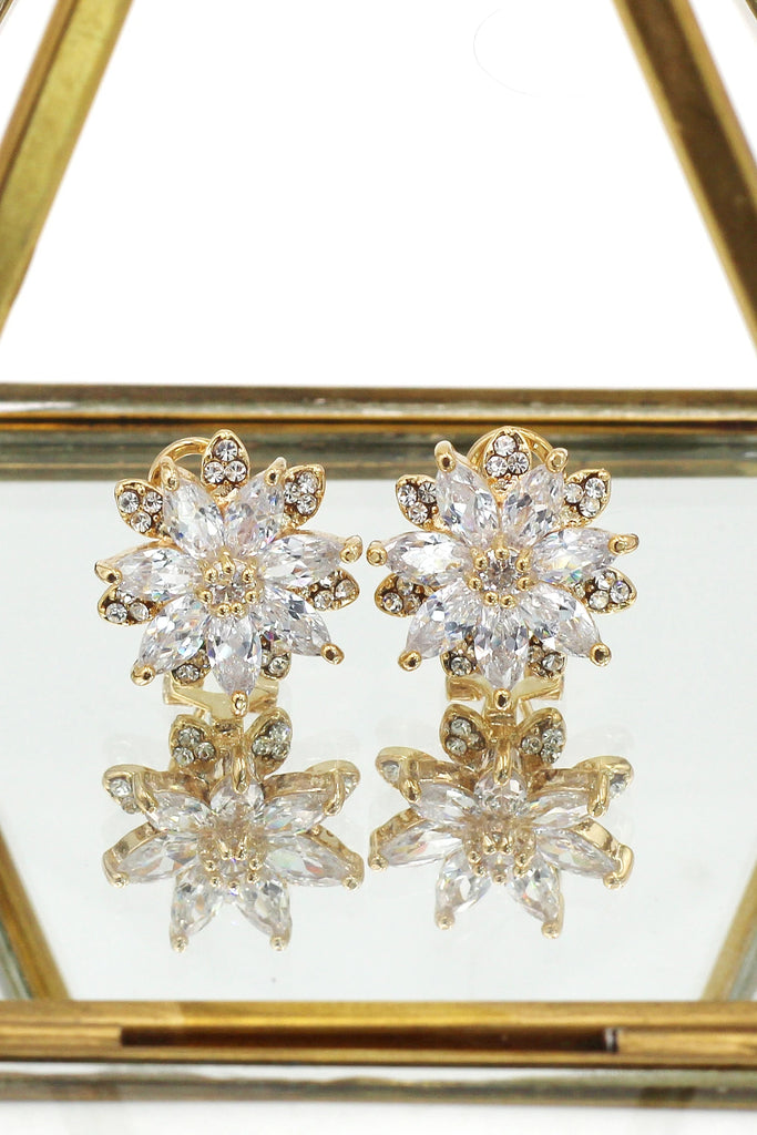 fashion flowers crystal ring earring set