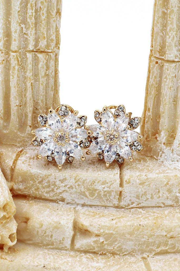 fashion flowers crystal ring earring set