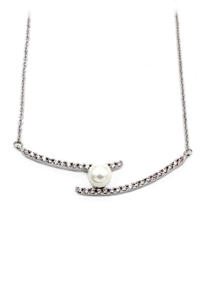 simple crystal pearl necklace earrings set