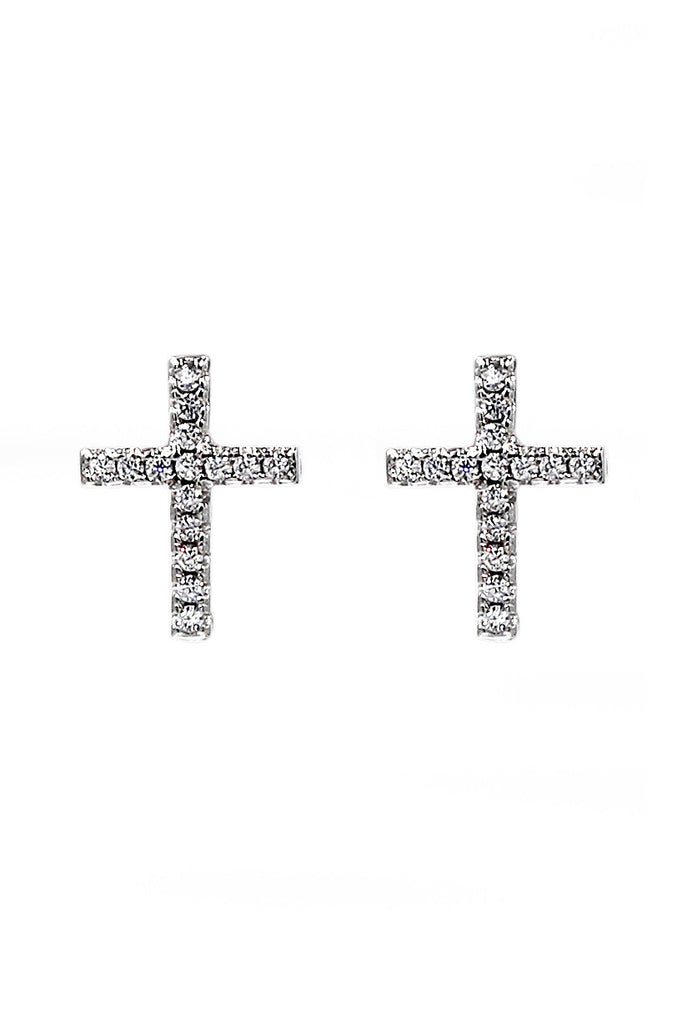 double sided crystal cross heart necklace earrings set