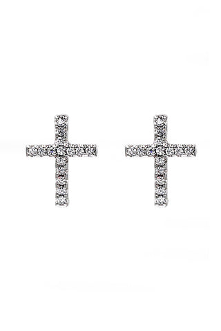 crystal cross silver necklace