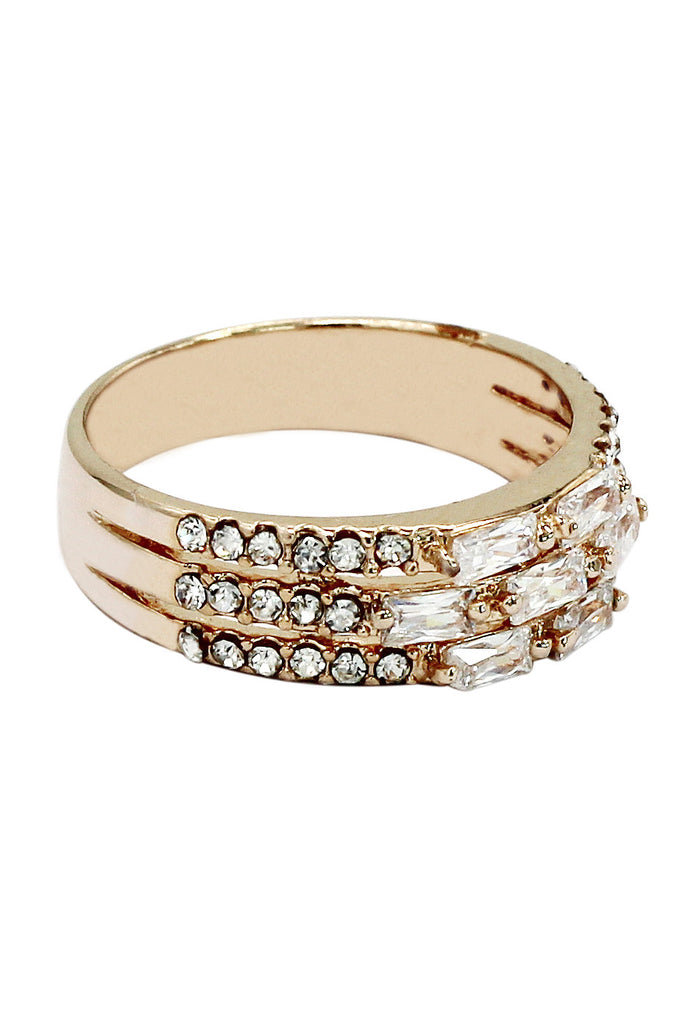 fashion micro pave crystal rose gold ring