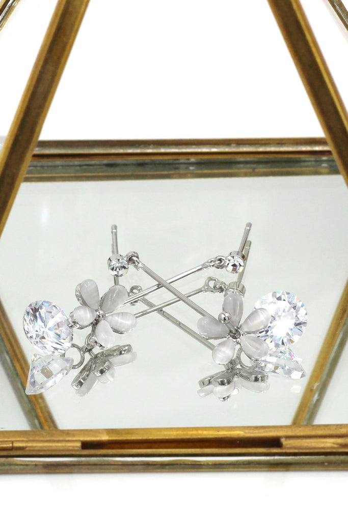 pendant flower crystal earrings