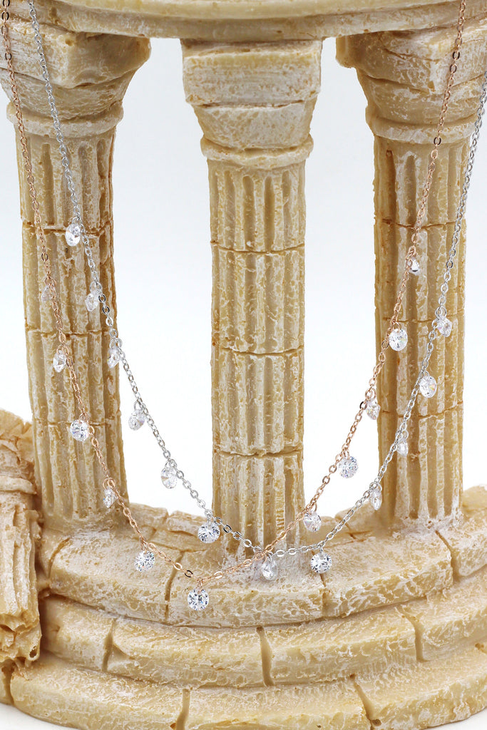 small crystal fine chain necklace