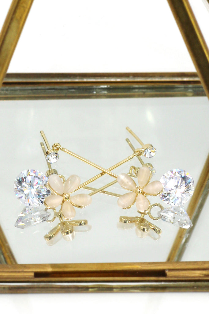 pendant flower crystal earrings