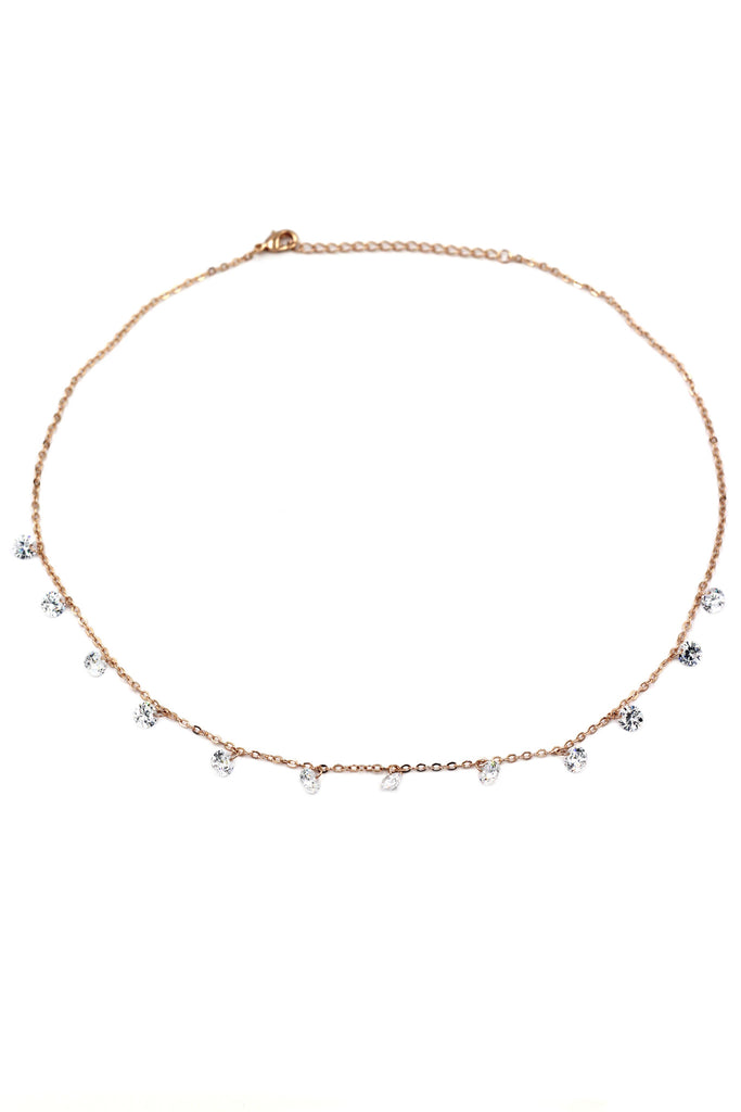 small crystal fine chain necklace