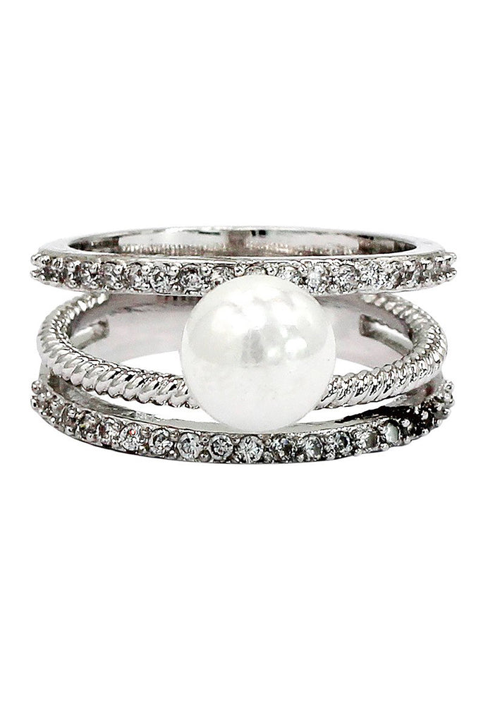 elegant crystal cross pearl necklace ring set