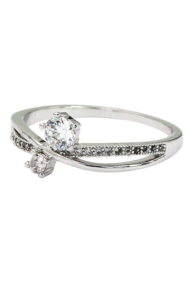 silver mosaic small crystal ring