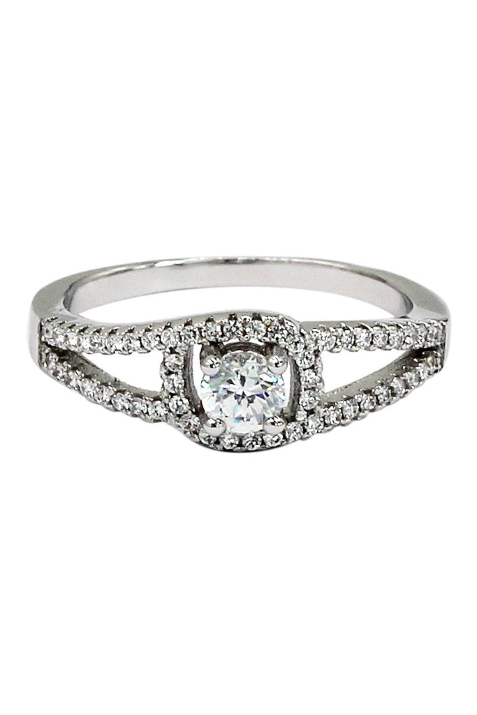 fashion small crystal eye silver ring