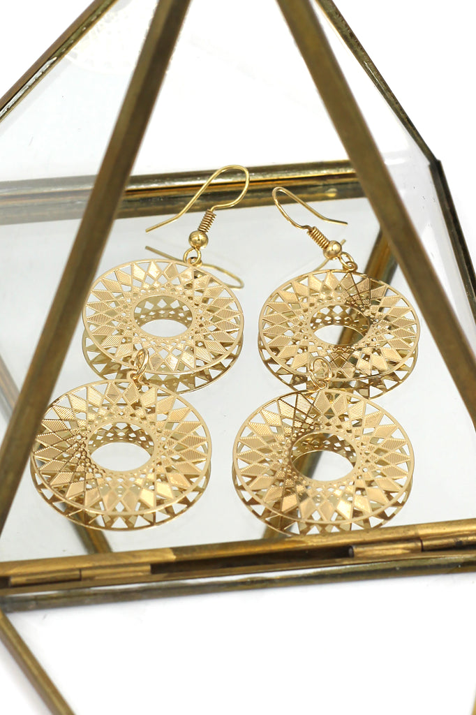 Temperament hollow metal earrings