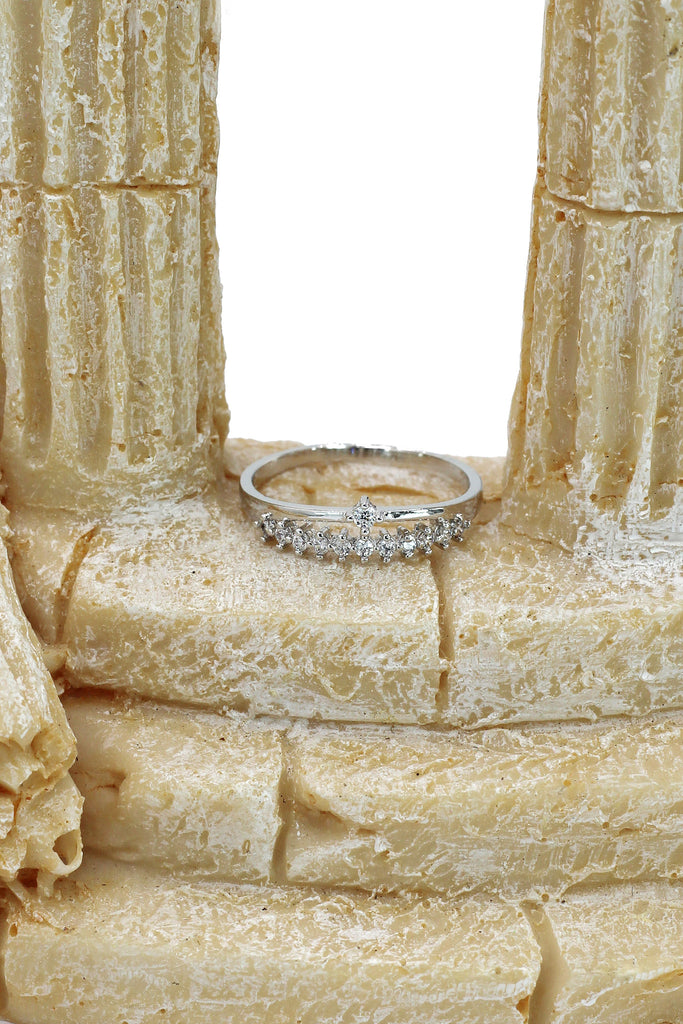 fashion lady crystal silver ring
