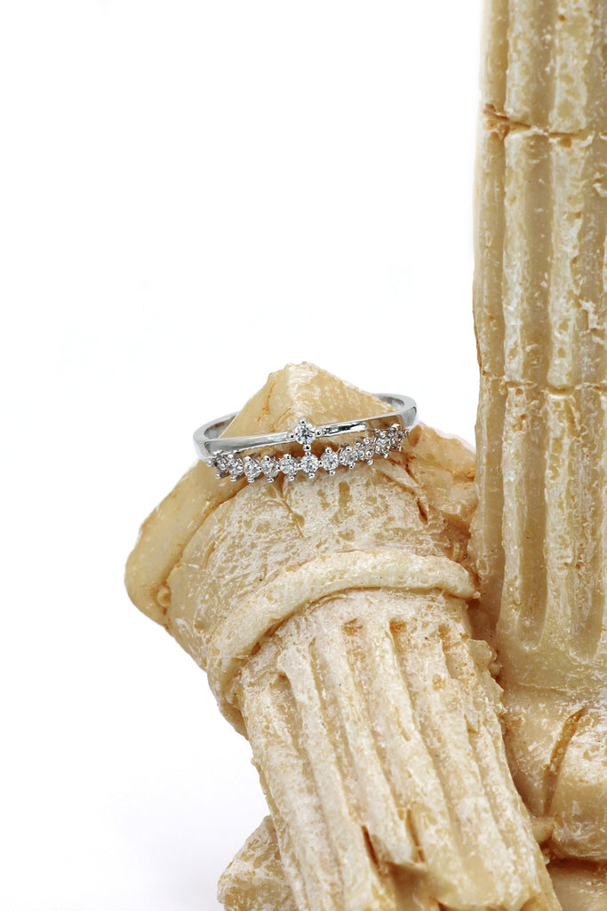 fashion lady crystal silver ring