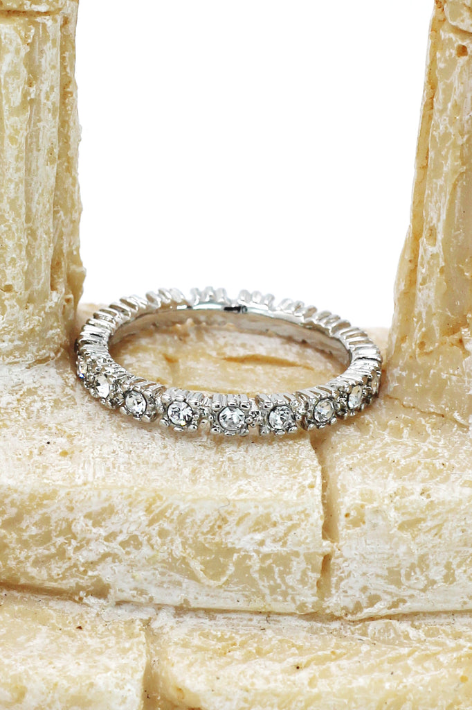 fashion snake bone crystal silver ring