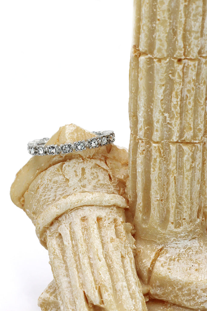 fashion snake bone crystal silver ring