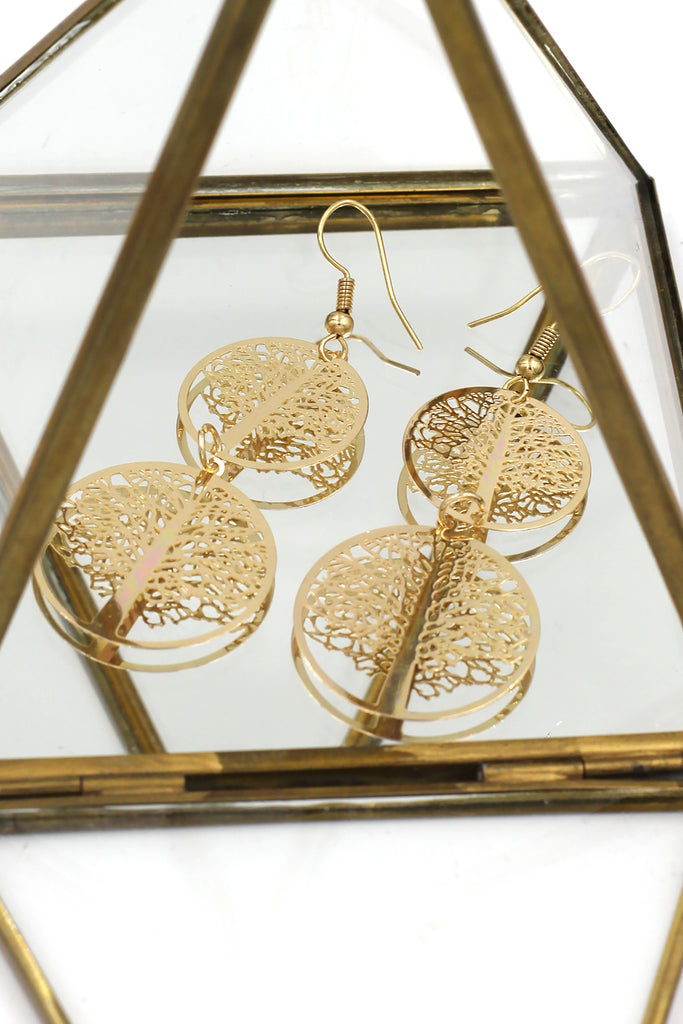 Temperament hollow tree earrings