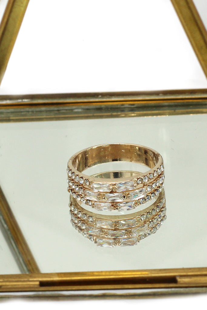 fashion micro pave crystal rose gold ring