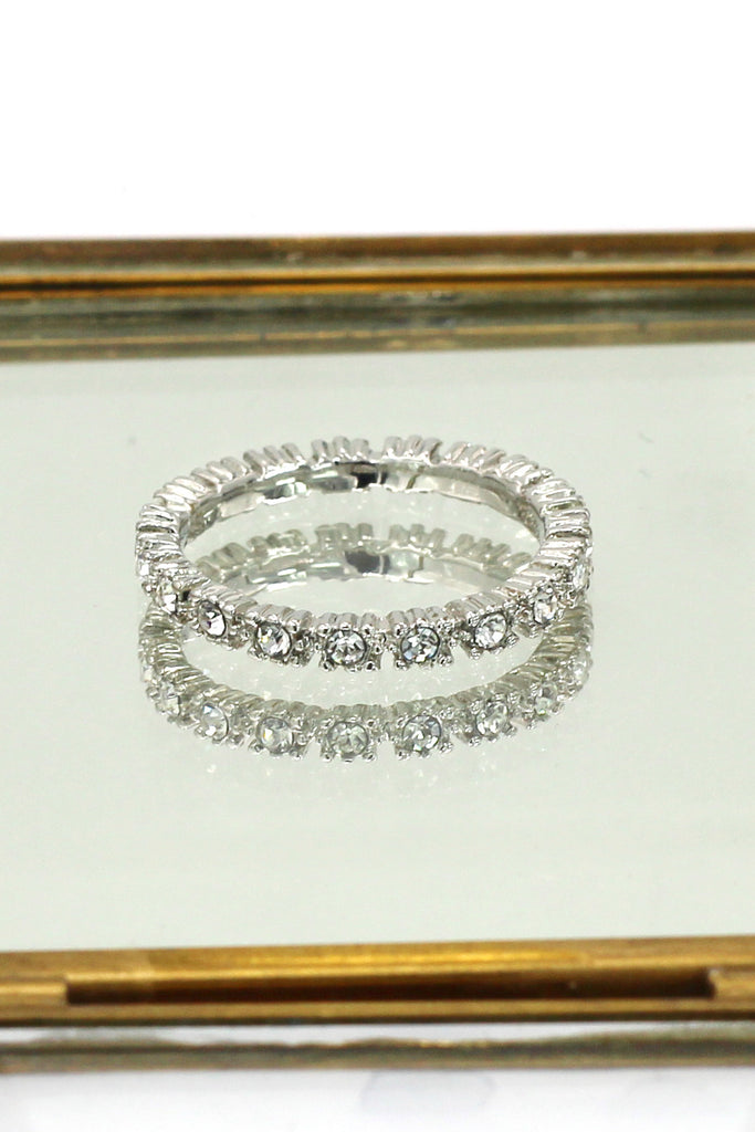 fashion snake bone crystal silver ring