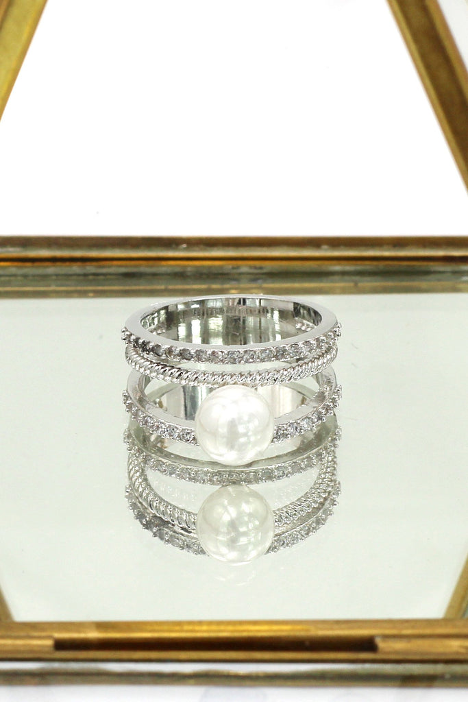 fashion clavicle chain bead necklace ring set