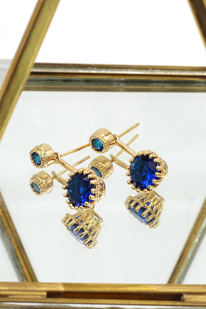blue shiny crystal bracelet earring set