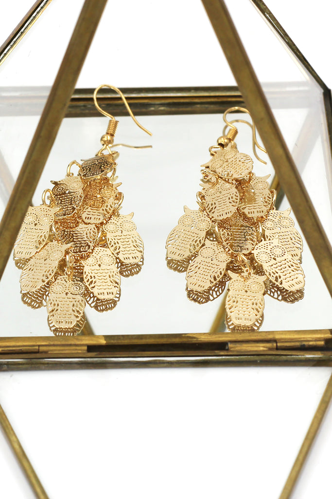 Fashion tassel owl earrings