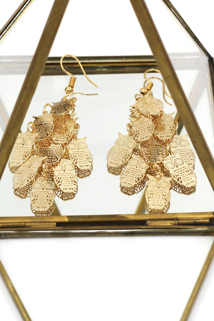 Fashion owl necklace earrings set