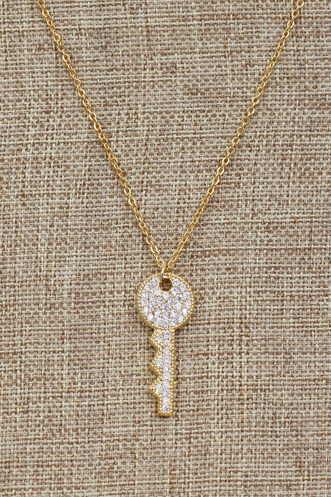 sparkling little crystal key necklace