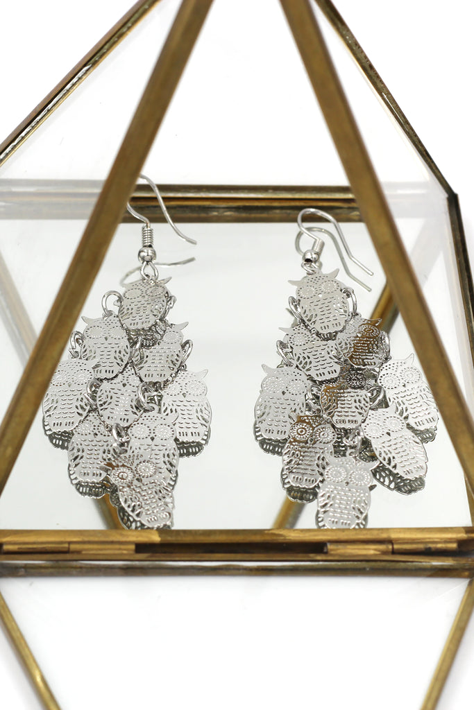 Fashion tassel owl earrings