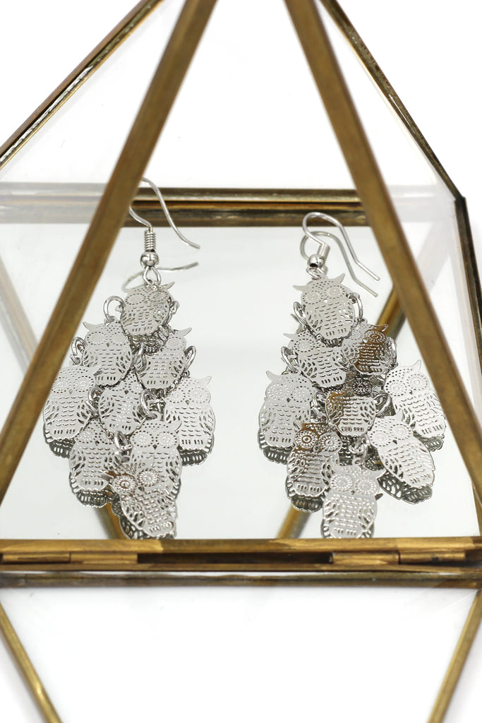 Fashion owl necklace earrings set