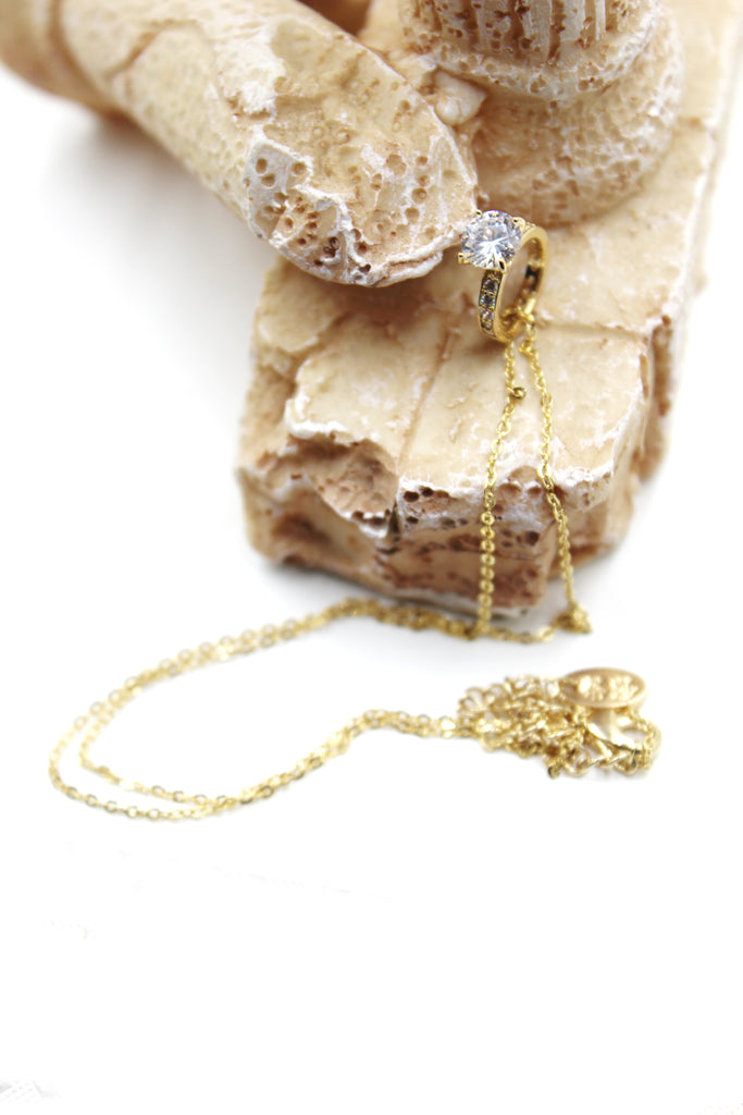 fashion crystal ring pendant necklace