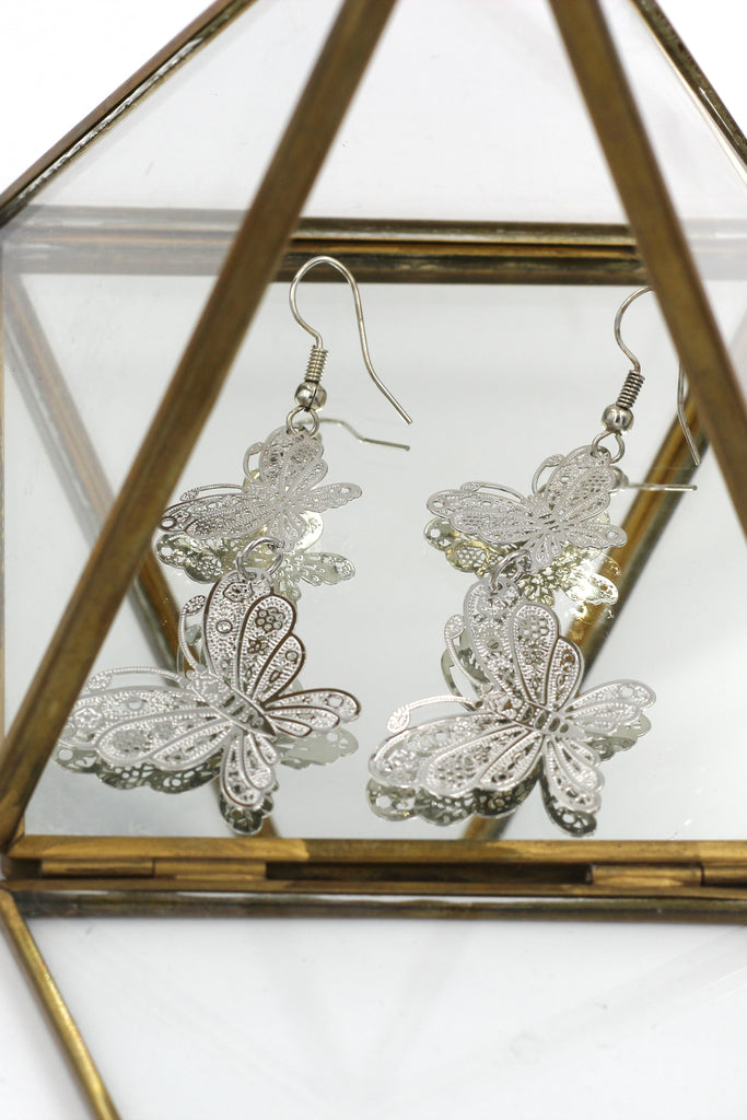 Fashion double butterfly earrings