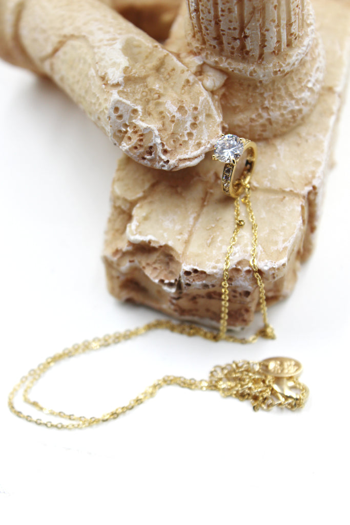 fashion crystal ring pendant necklace