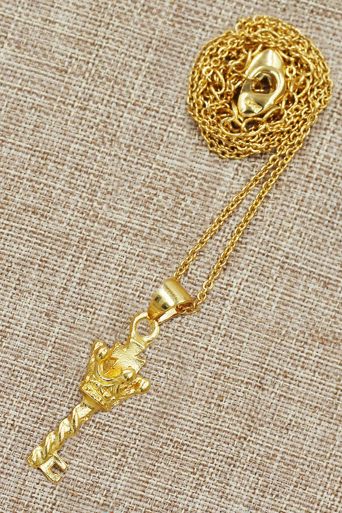 vintage crown key pendant necklace