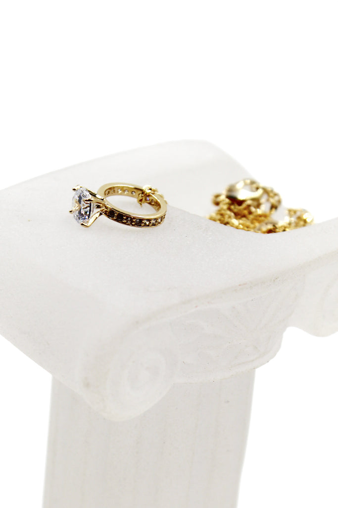 fashion crystal ring pendant necklace