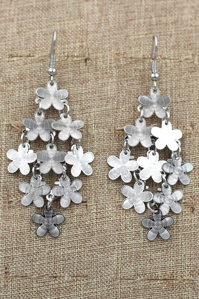 Delicate crystal ring flower earrings set