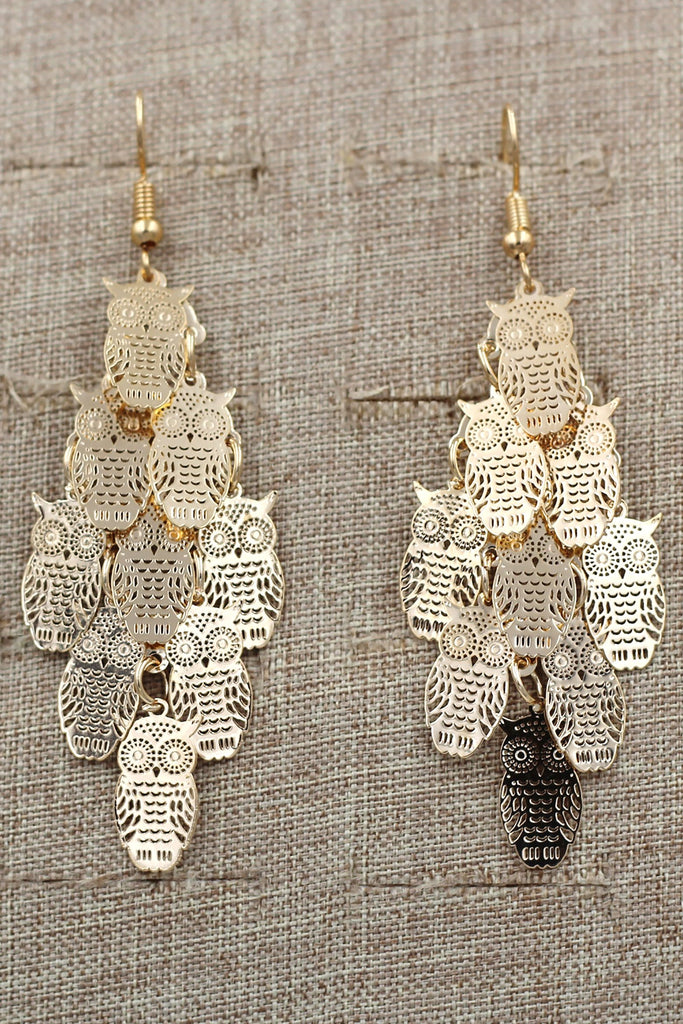 Fashion gold owl earrings bracelet set