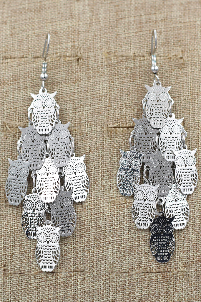 Fashion tassel owl earrings