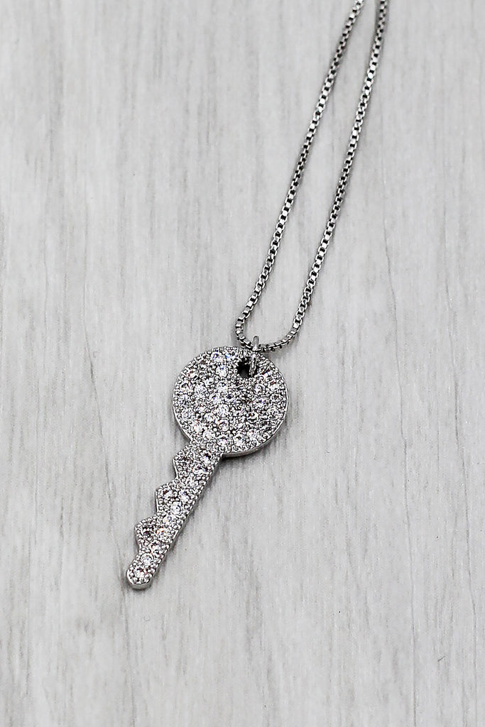sparkling little crystal key necklace
