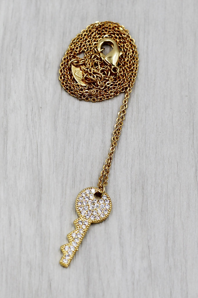 sparkling little crystal key necklace