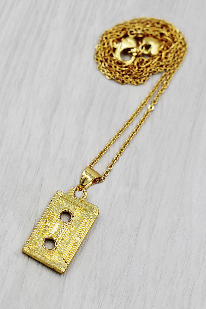 retro cassette pendant necklace
