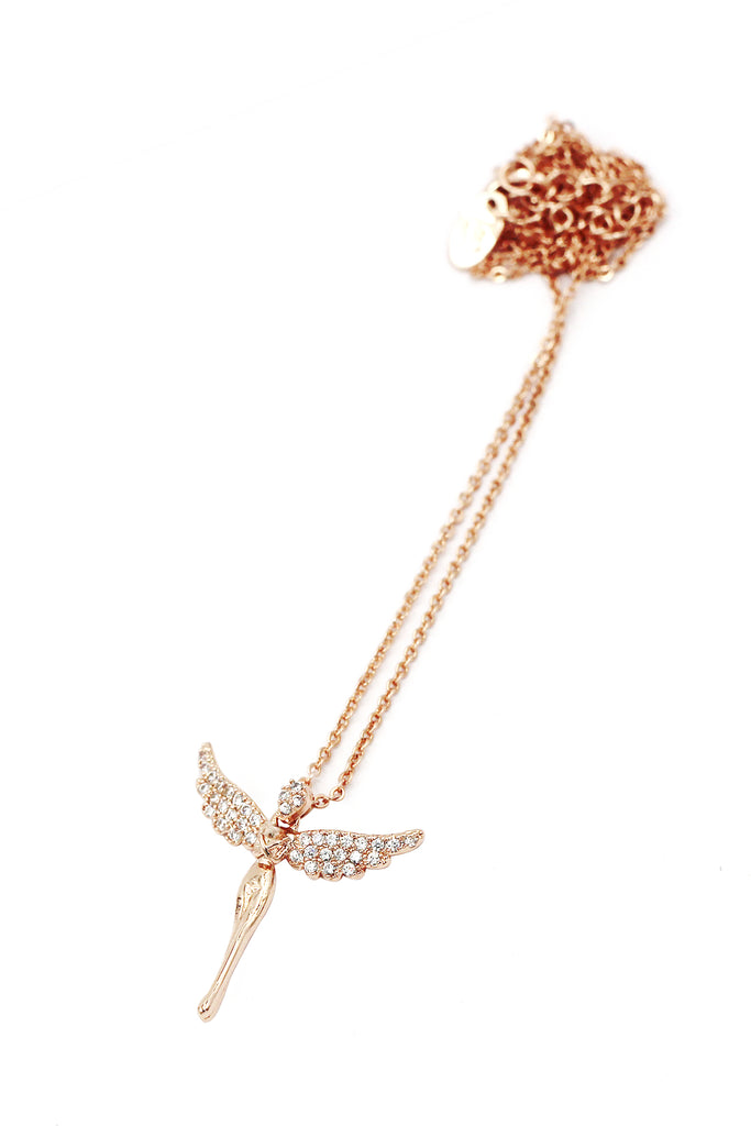 rose gold angel crystal necklace