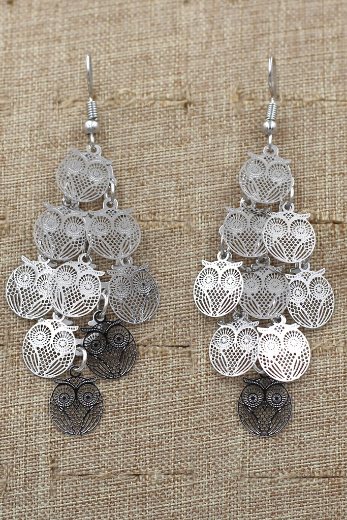 Fashion retro hollow owl earrings